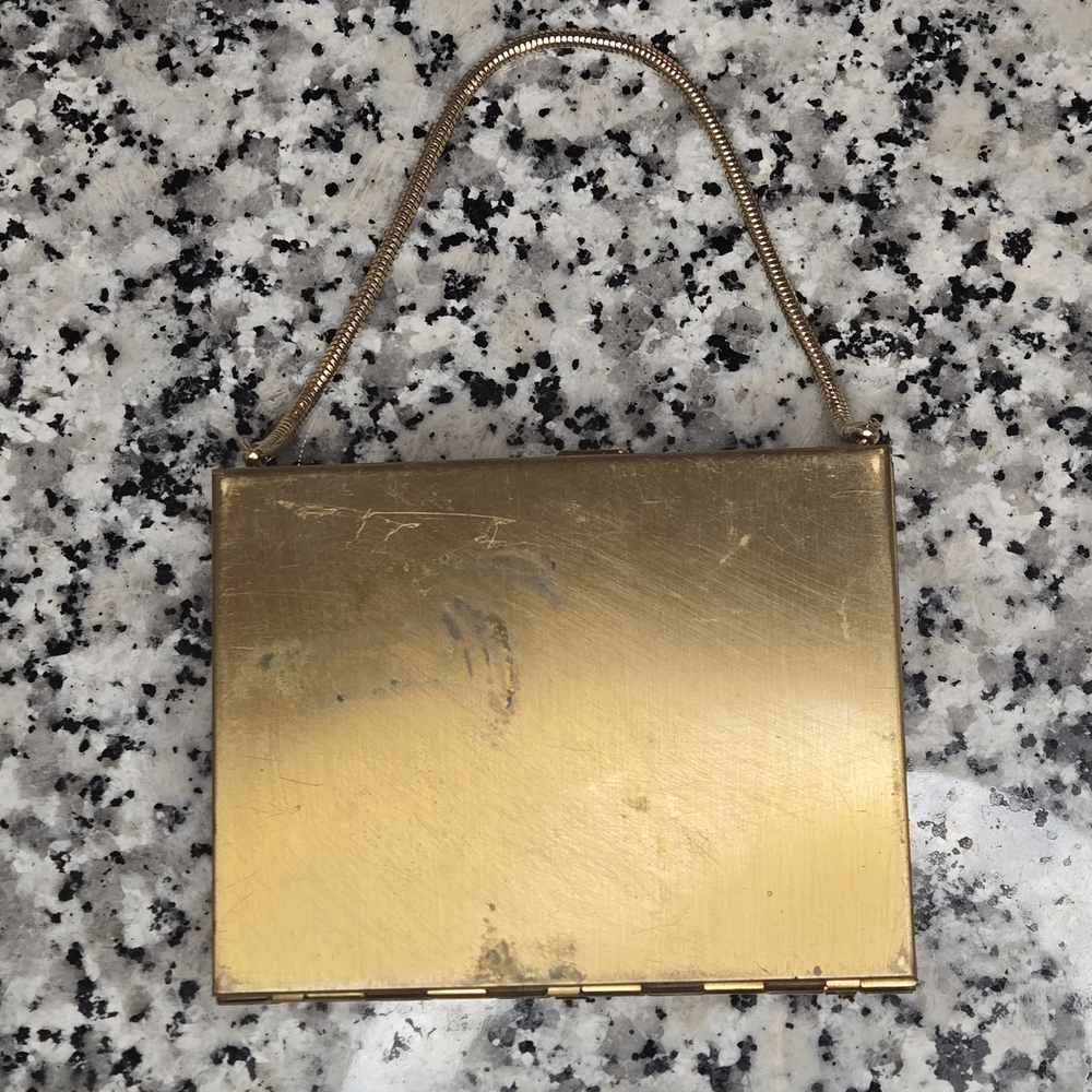Rare Double-Sided 1950s Butterfly Enamel Carryall Minaudière Compact - Picture 3 of 16